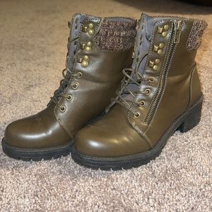 Olive green lace up boots